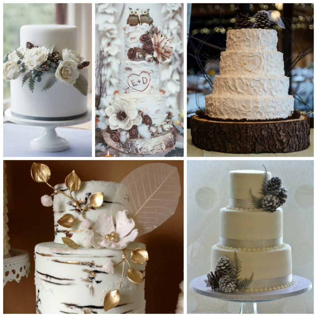 Rustic wedding cakes for winter weddings